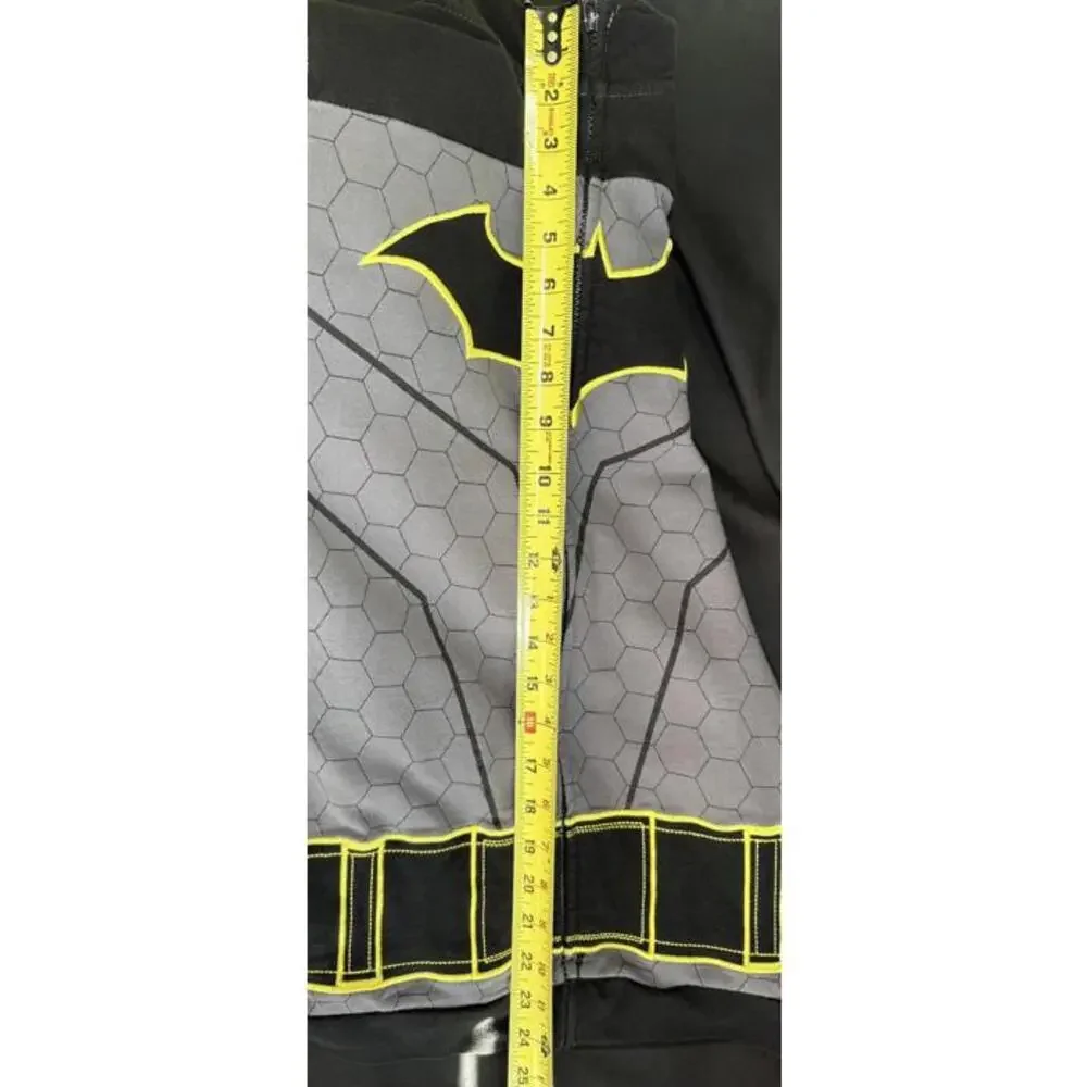 Batman Hoodie Youth XL Gray Black Full Zip‎ Costume Cape Mask DC Comics Logo